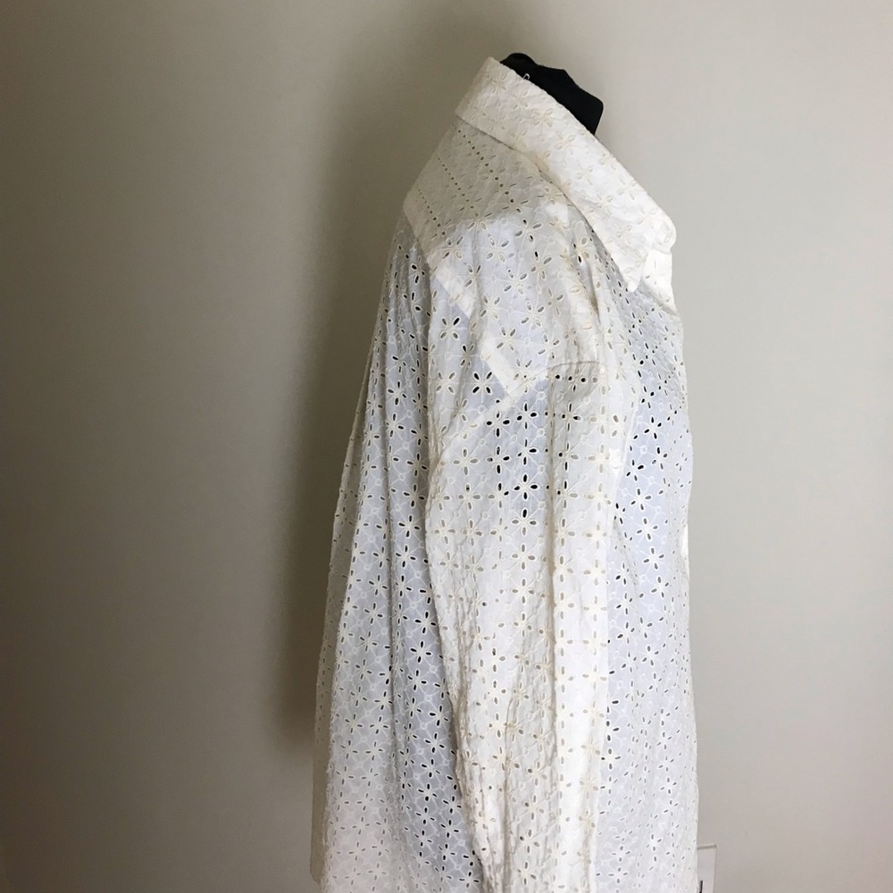 Zara Cream Eyelet Button-Up Tunic Shirt NWT - Picture 5 of 8